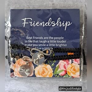 Black and Silver Friendship Charm Bracelets